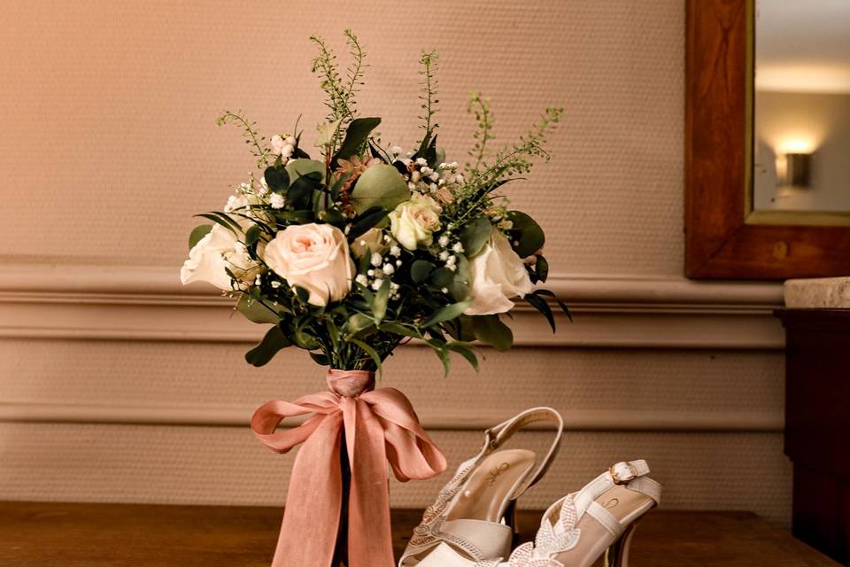 Bouquet chaussure mariée