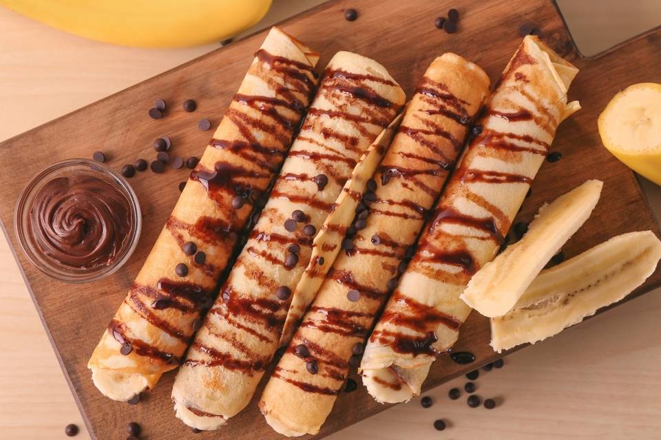 Rolls de crêpes au chocolat