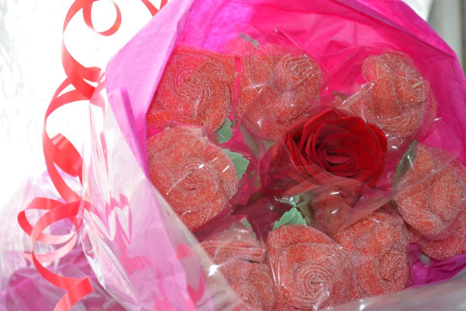 Bouquet de roses en bonbons