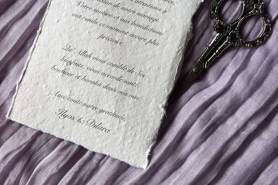 Cartes de bienvenue en coton