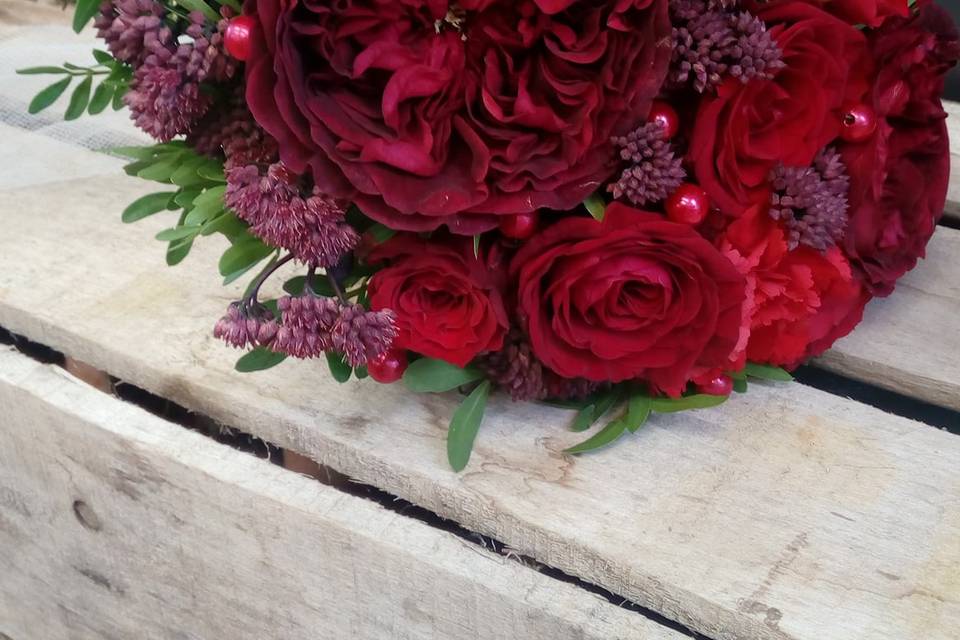 Bouquet de mariée  thème rouge