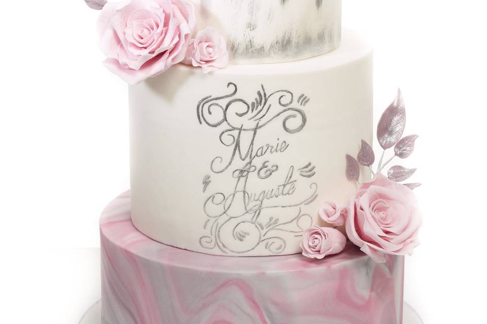 Gâteau Rose et Argent