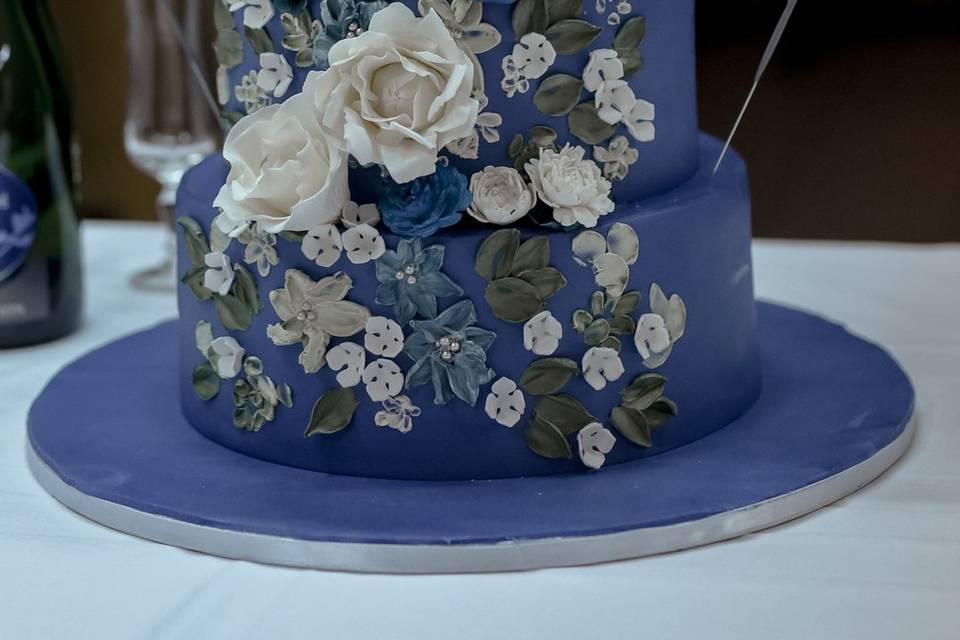 Gâteau bleu Fleuri