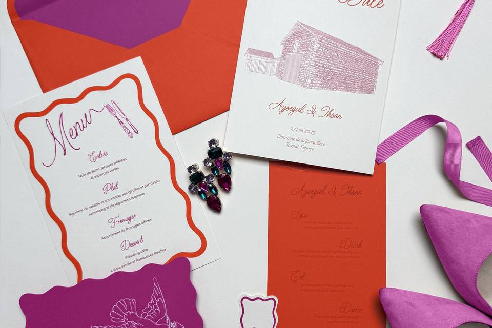 Papeterie de mariage colorée