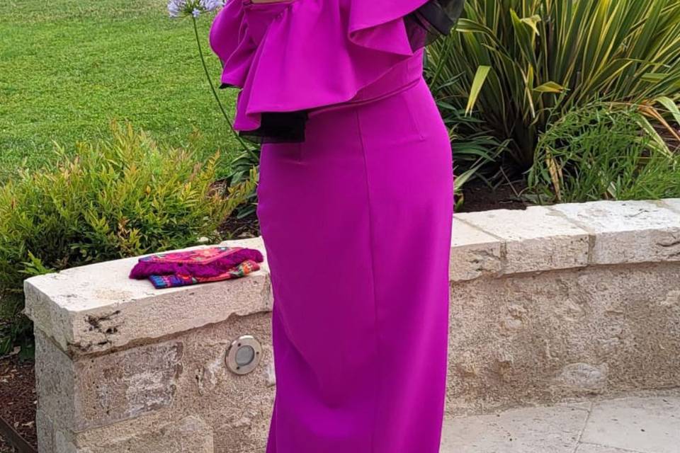 Robe Fuchsia volant