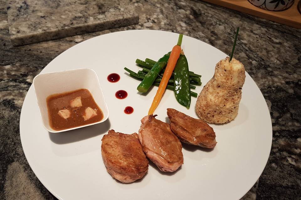 Caille - émulsion foie gras