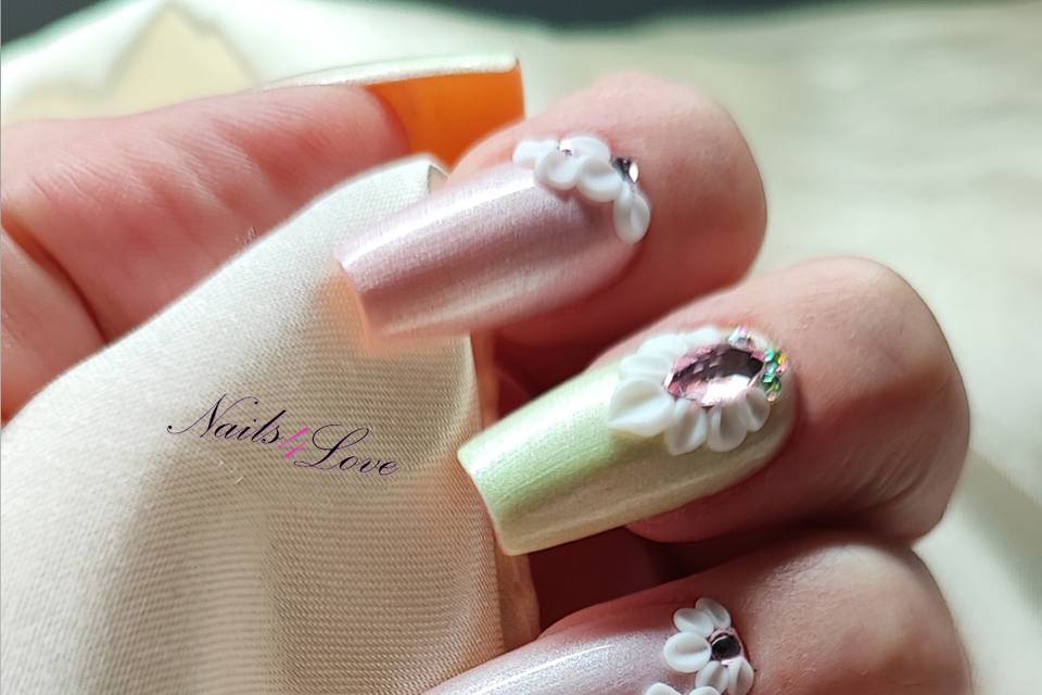 Nacré , fleurs 3d