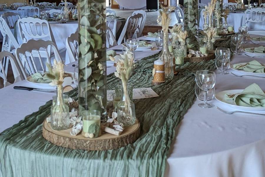 Détails table eucalyptus