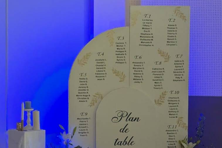 Plan de table blanc bleu