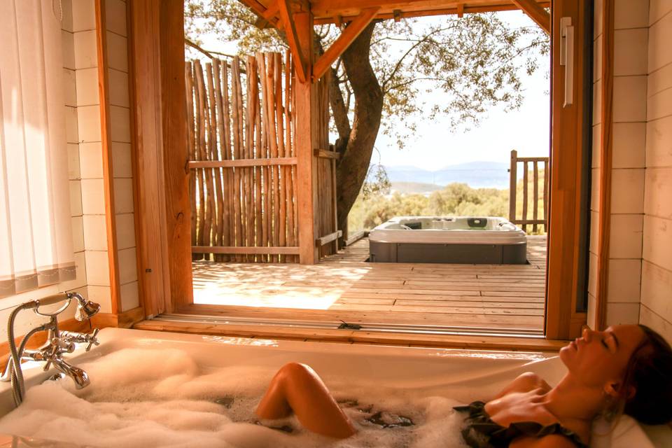 Relaxation bain cabane