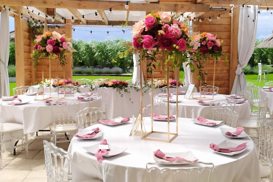 Décor de table sur colonnes