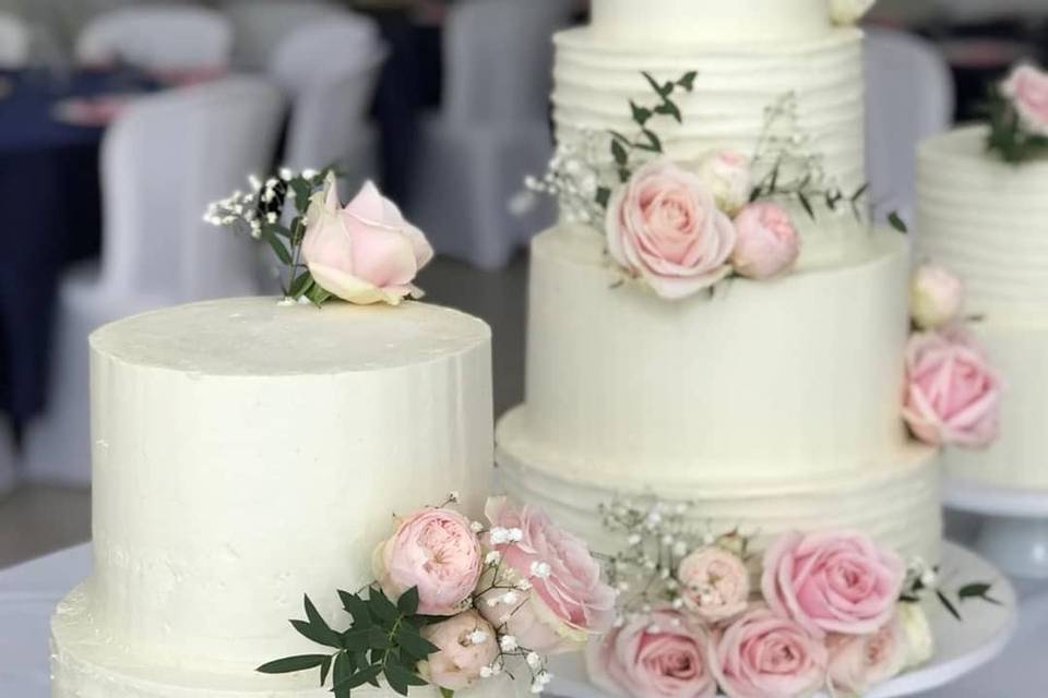 Romantic blush wedding cake