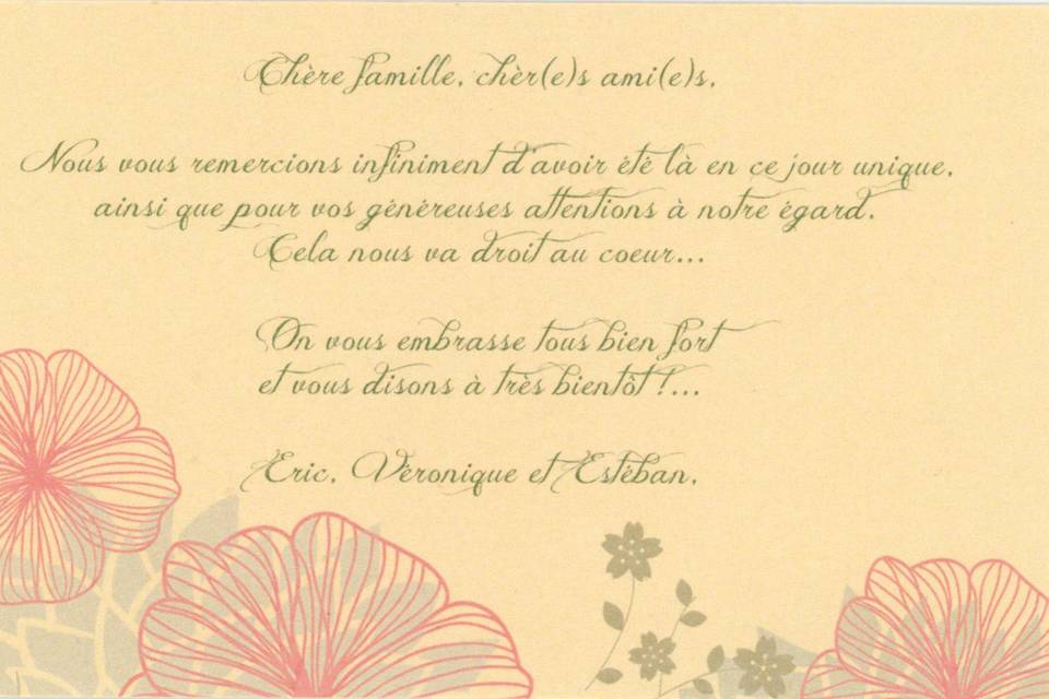 Carte de remerciements (verso)