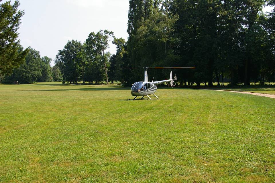 Arrivée en hélicoptère