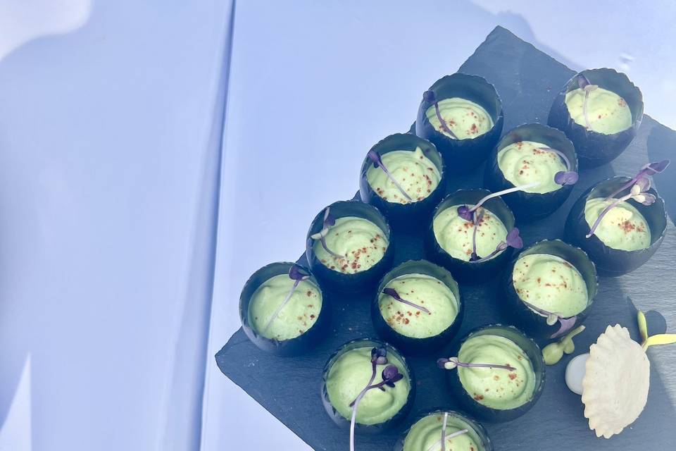 Capuccino de petits pois à l'E