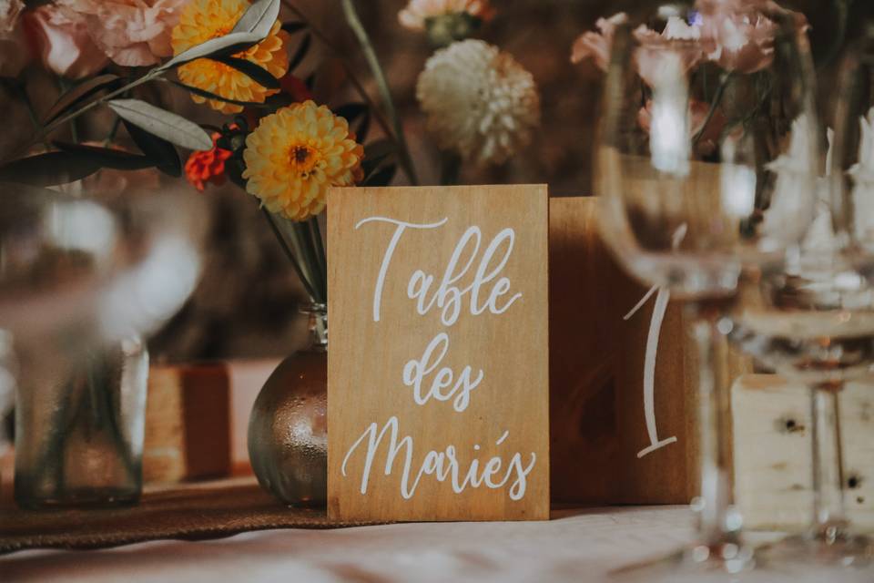 Table des mariés