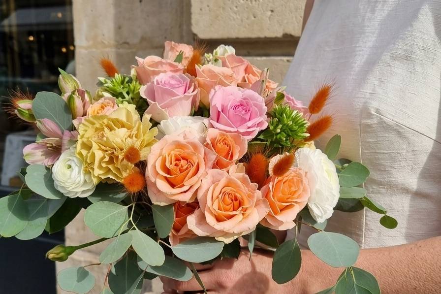 Bouquet rose et terracotta