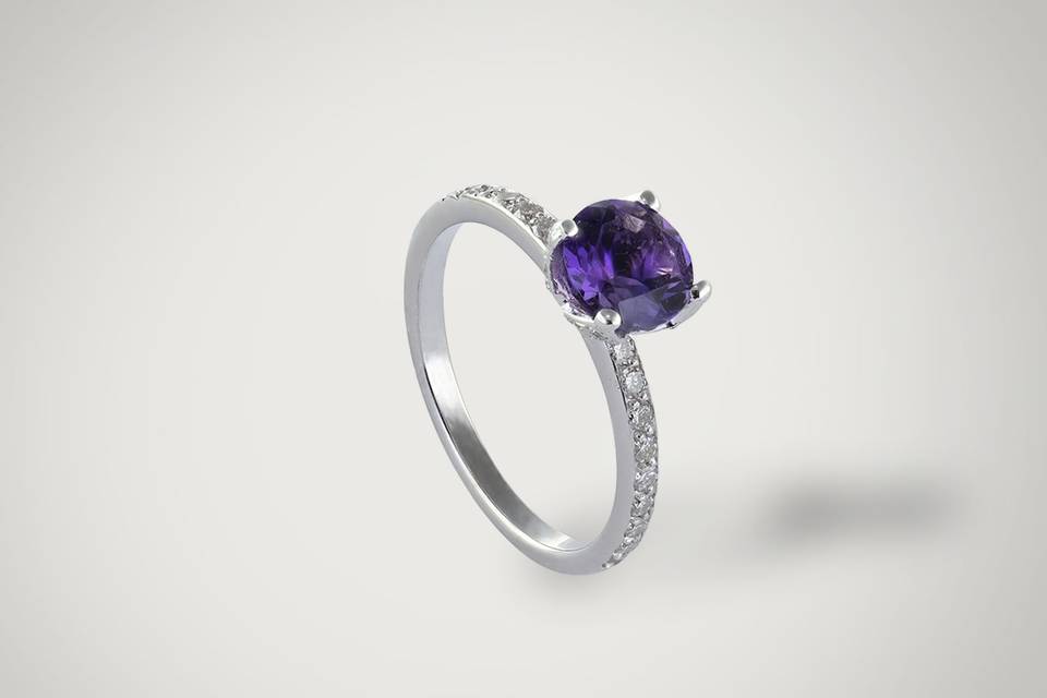 Bague solitaire Violette