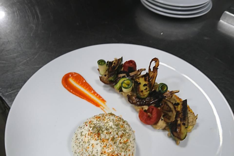 Buratta et légumes grillés