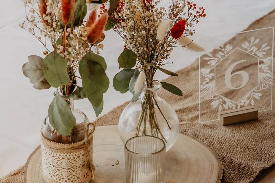 Bouquet de table fleurs sèchée