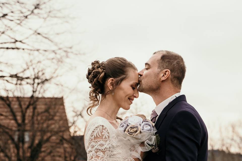 Photo couple mariage hiver
