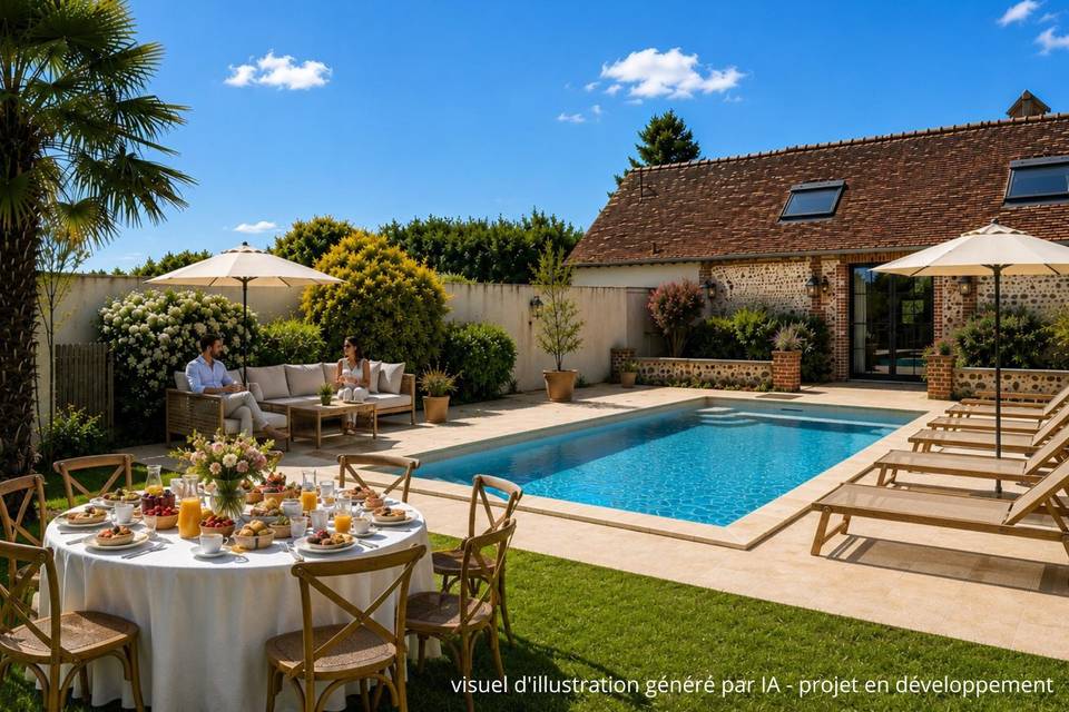 Brunch autour de la piscine