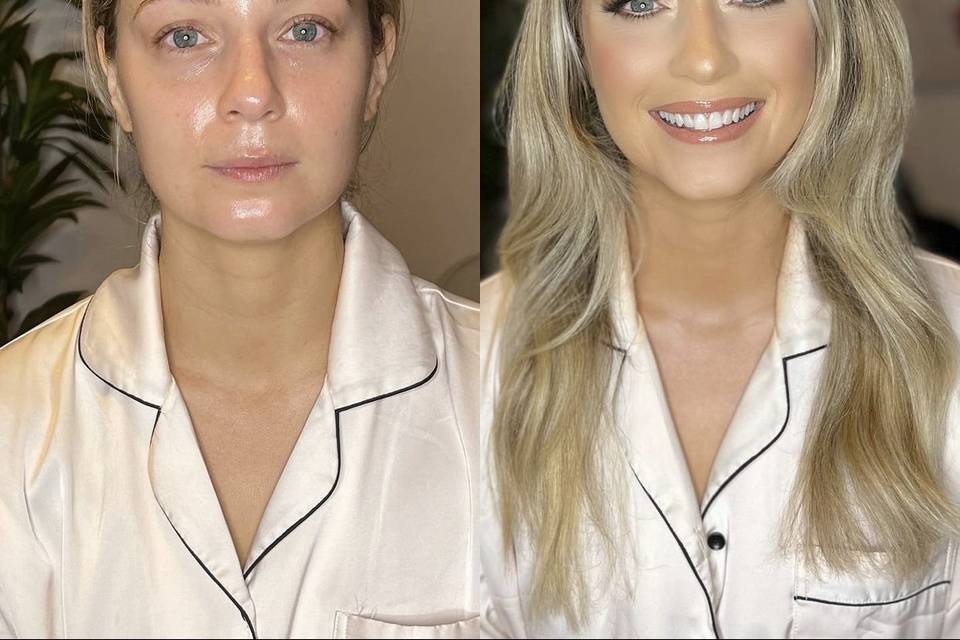 Avant / après maquillage marié