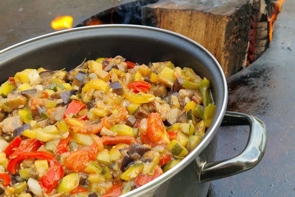 Ratatouille au feu de bois