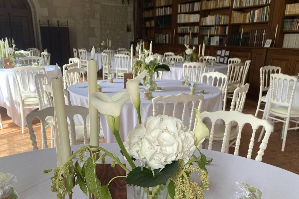 Centre de table vert et blanc