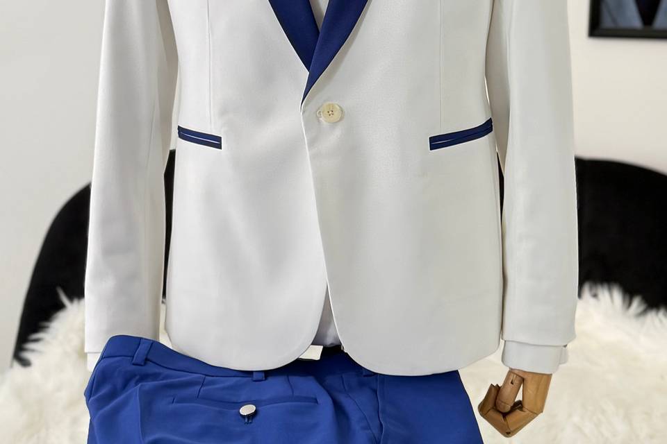 Smoking Homme Blanc et Bleu