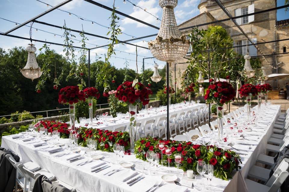 Dîner mariage extérieur