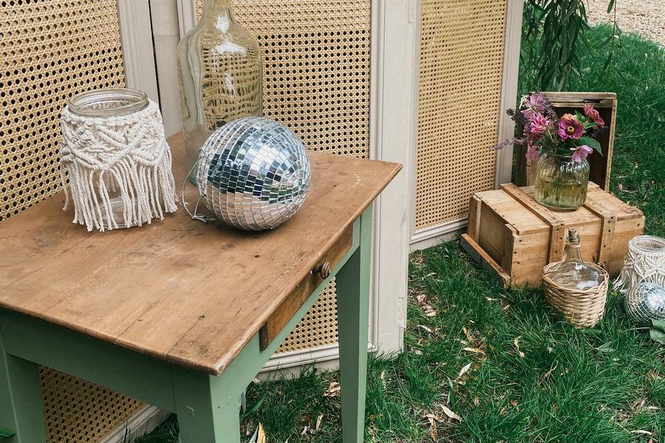 Pot macramé, boule à facettes