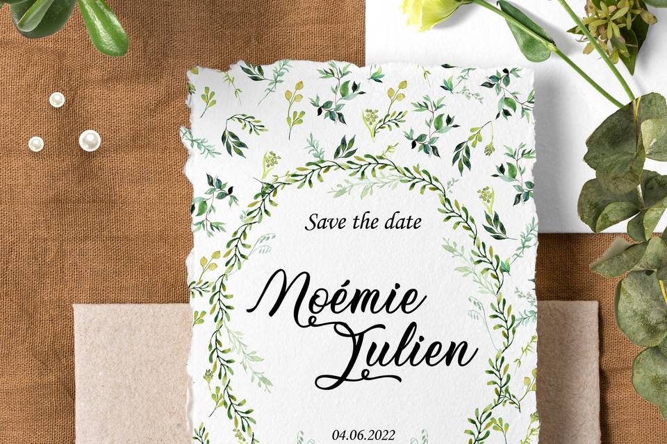 Save the date  motif végétal