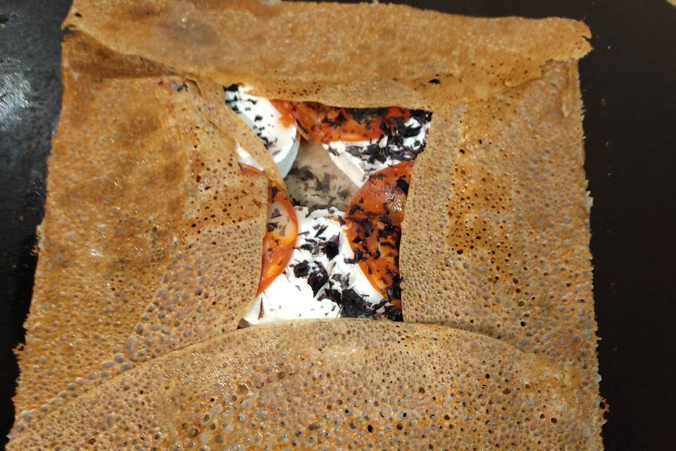 Crêpe chorizo chèvre algues