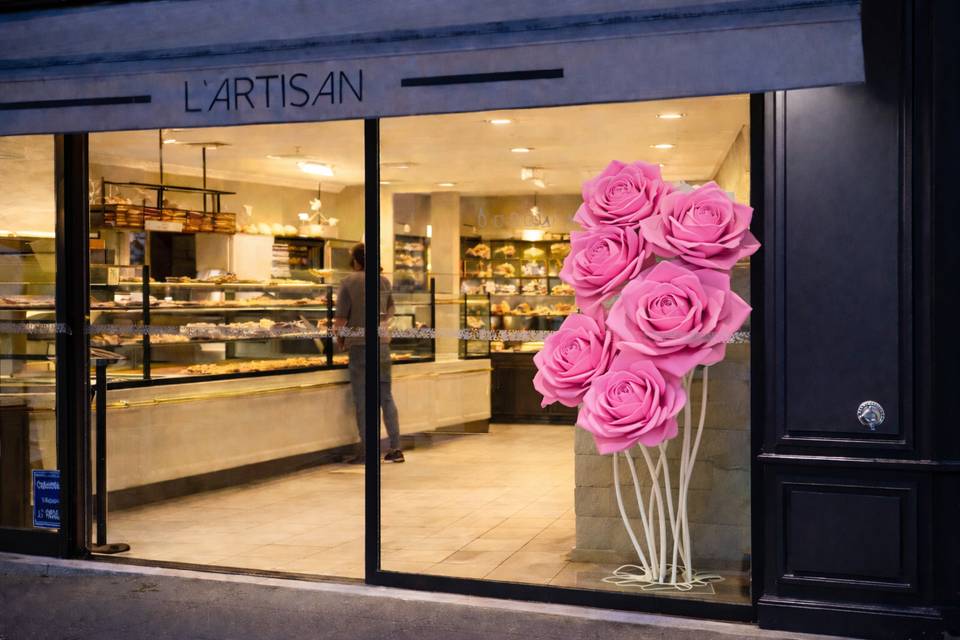 6 roses XXL sur tige