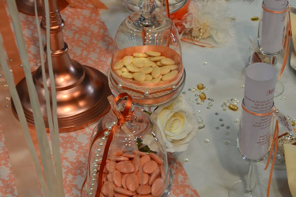 Déco de table mariage saumon