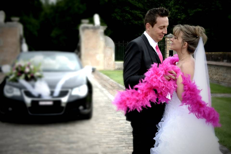 Superbe mariage blanc fushia