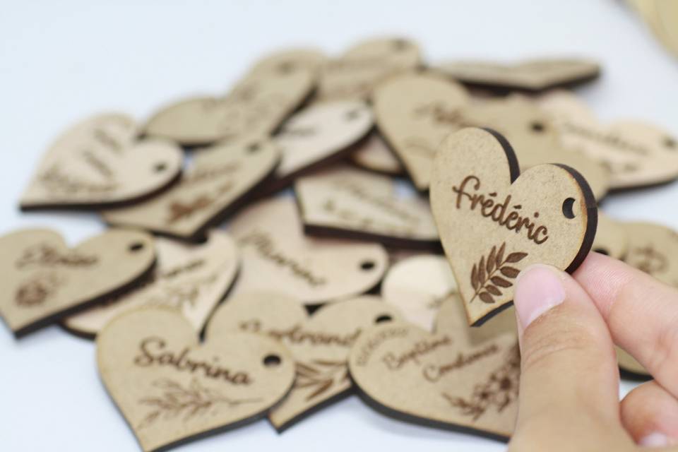 Coeurs bois mariage