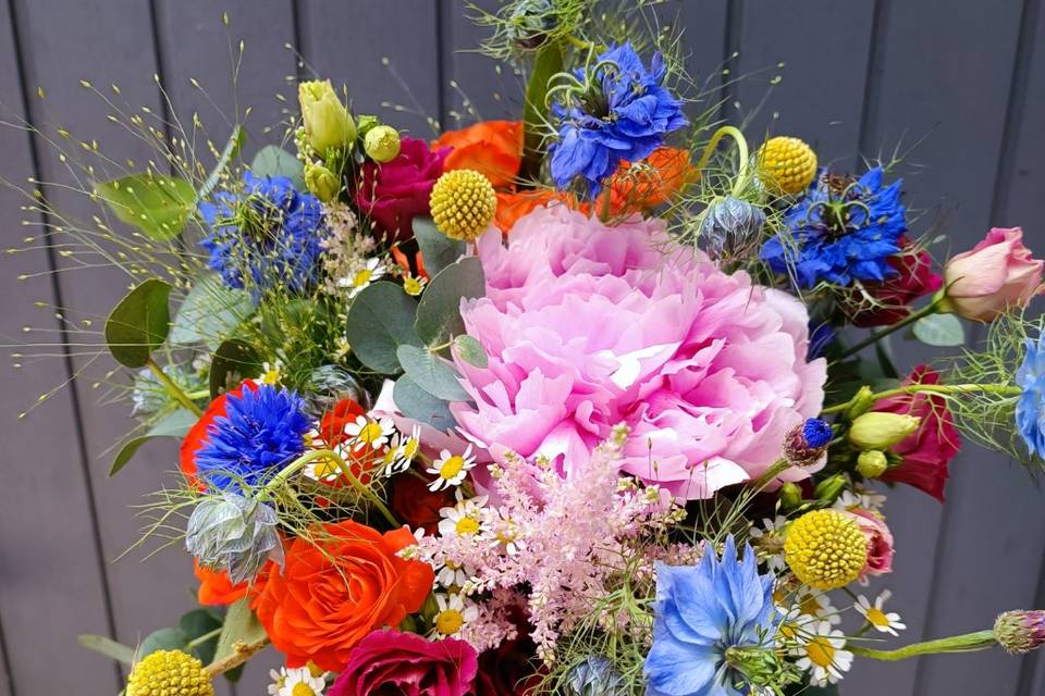 Bouquet de mariée multicolore