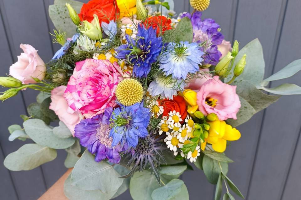 Bouquet de mariée multicolore