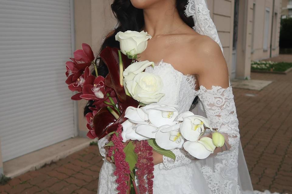 Bouquet de mariée retombant