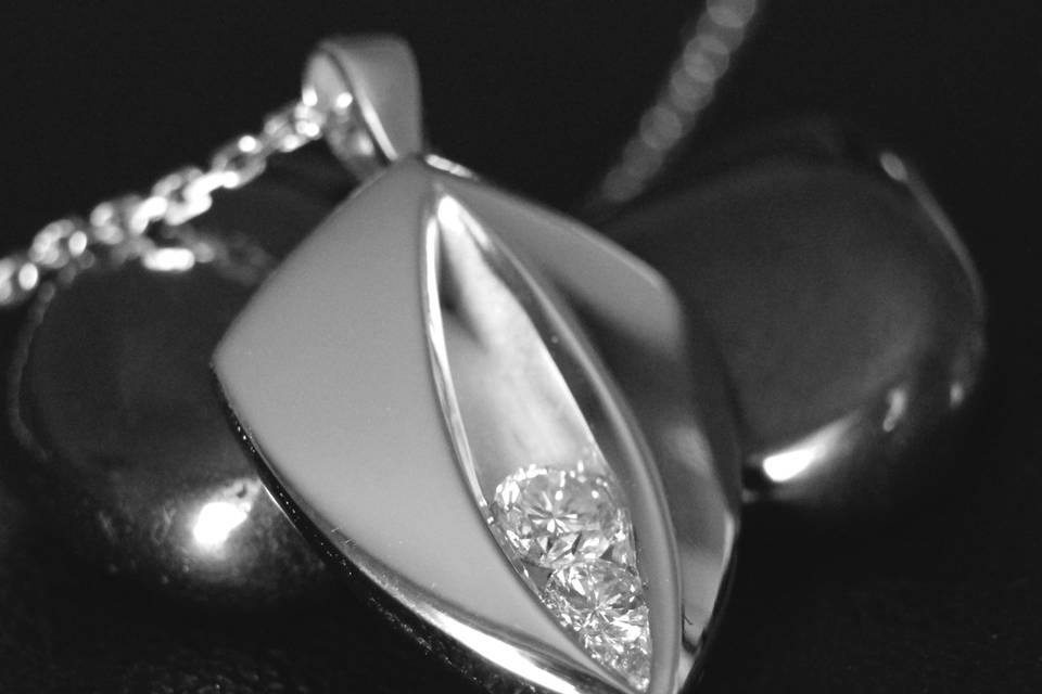 Pendentif Or Blanc Diamants