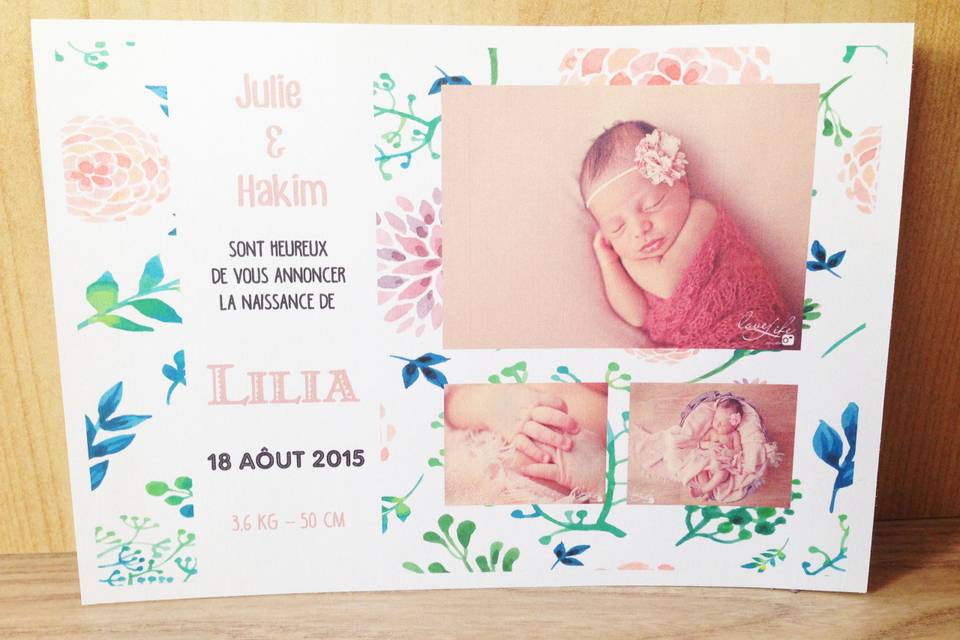 Naissance fille floral