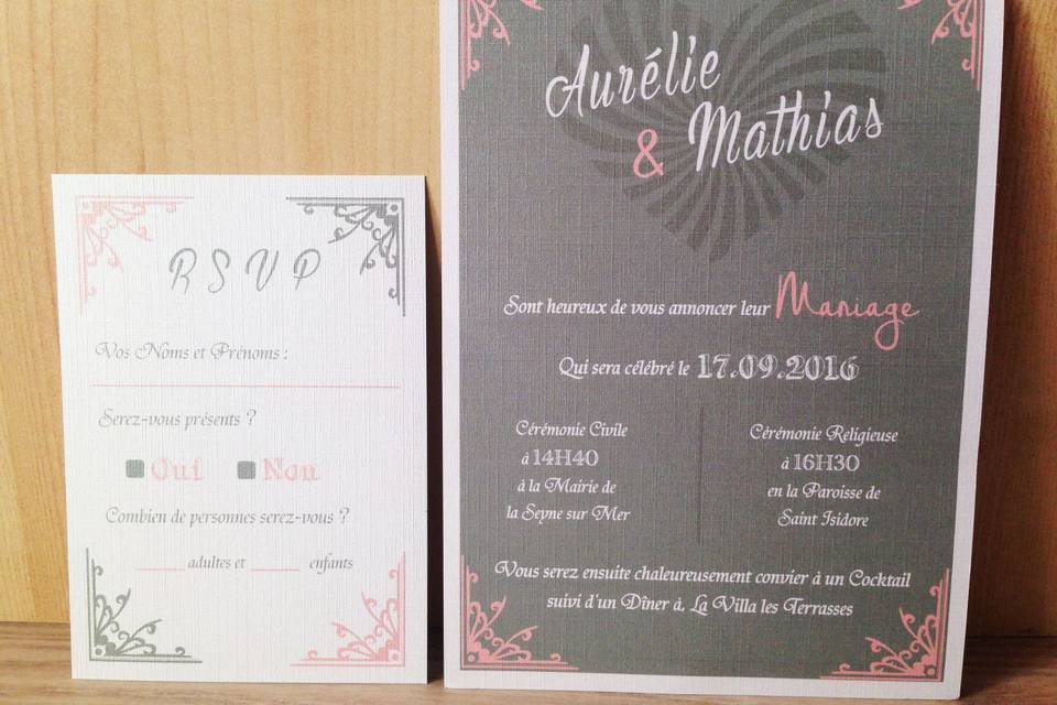 Mariage gris et rose