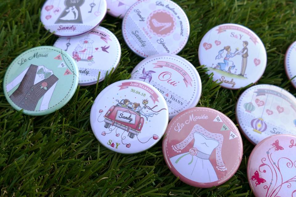 10 badges personnalisés mariage voiture just married