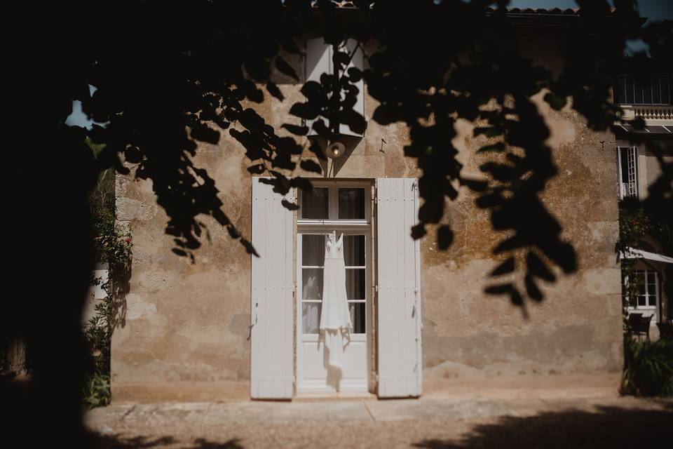 Wedding dress hanging