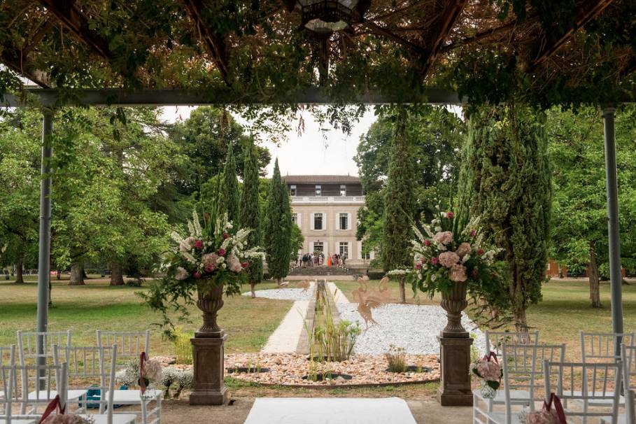 View of chateau from pavilion