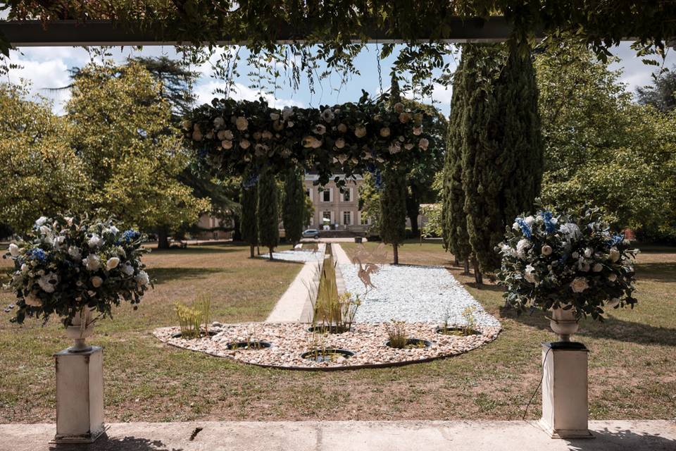 View of chateau from pavilion