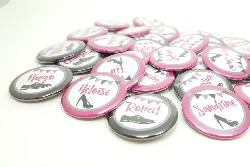 Badges mariage chic