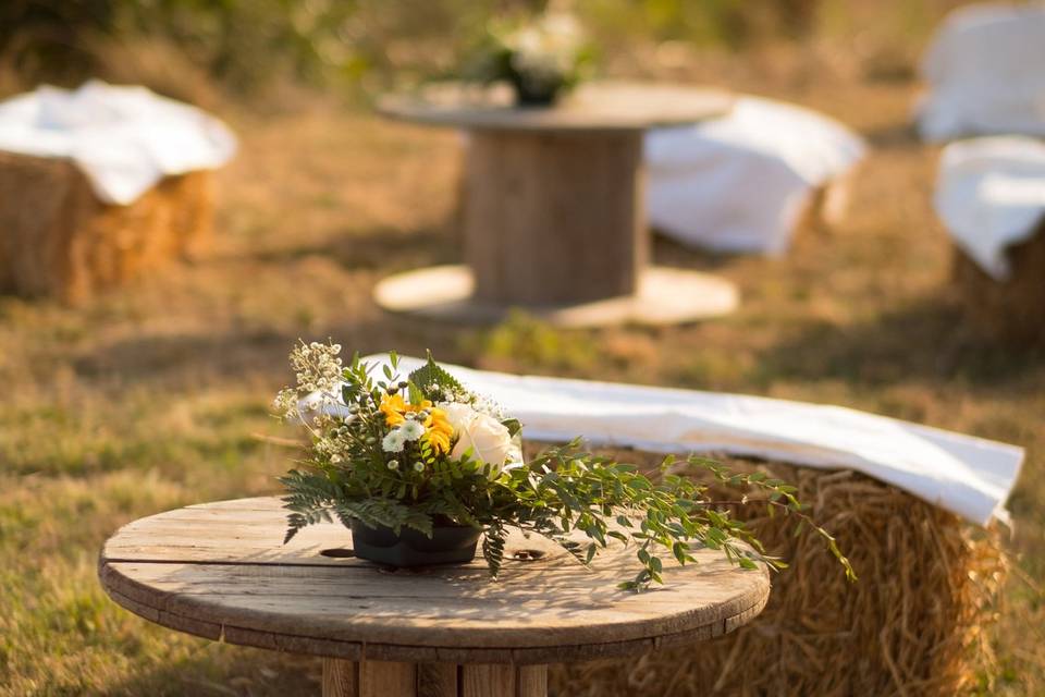 Table basse tourets en bois